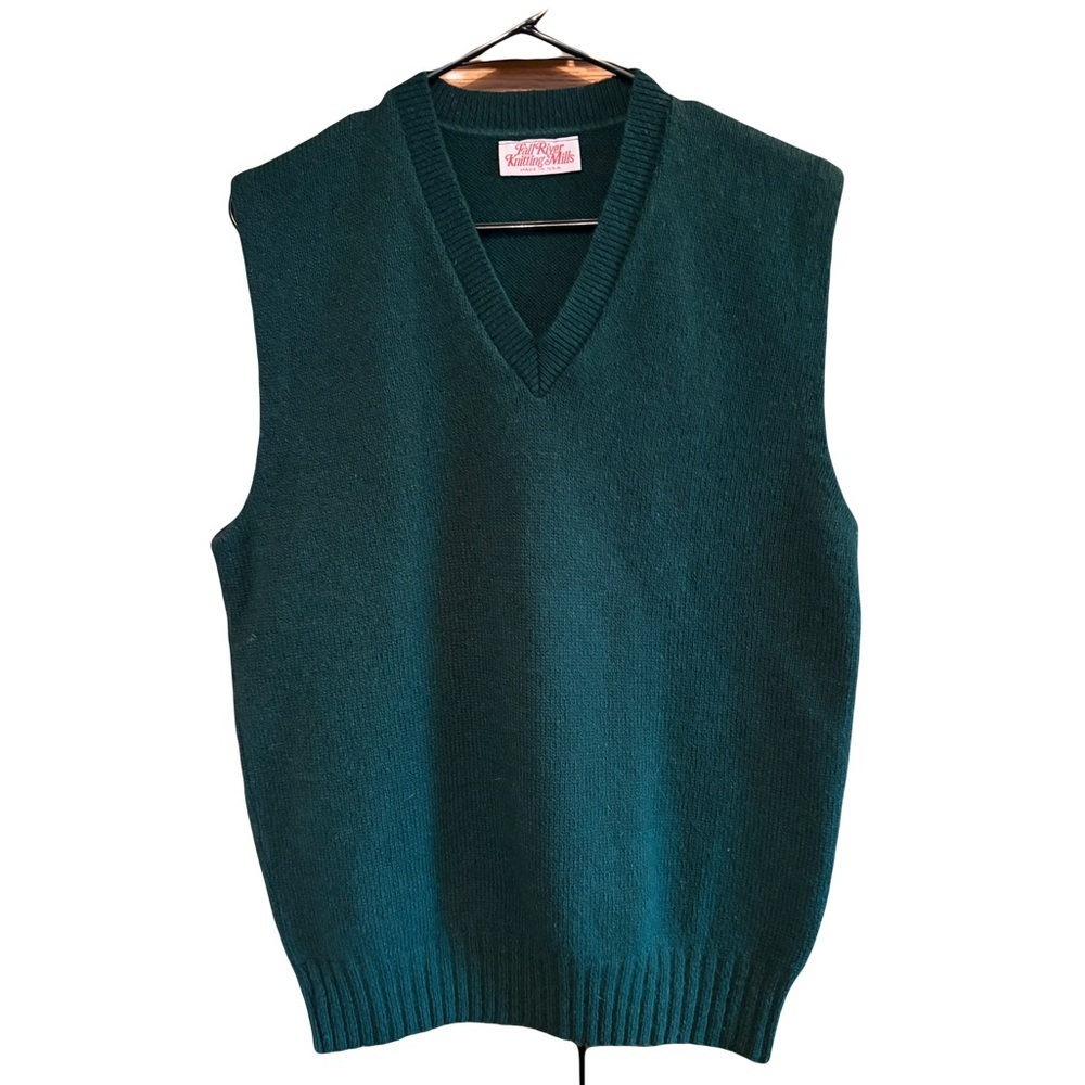 Fall River Knitting Mills Classic Men's V-Neck Sweater Vest in Dark green